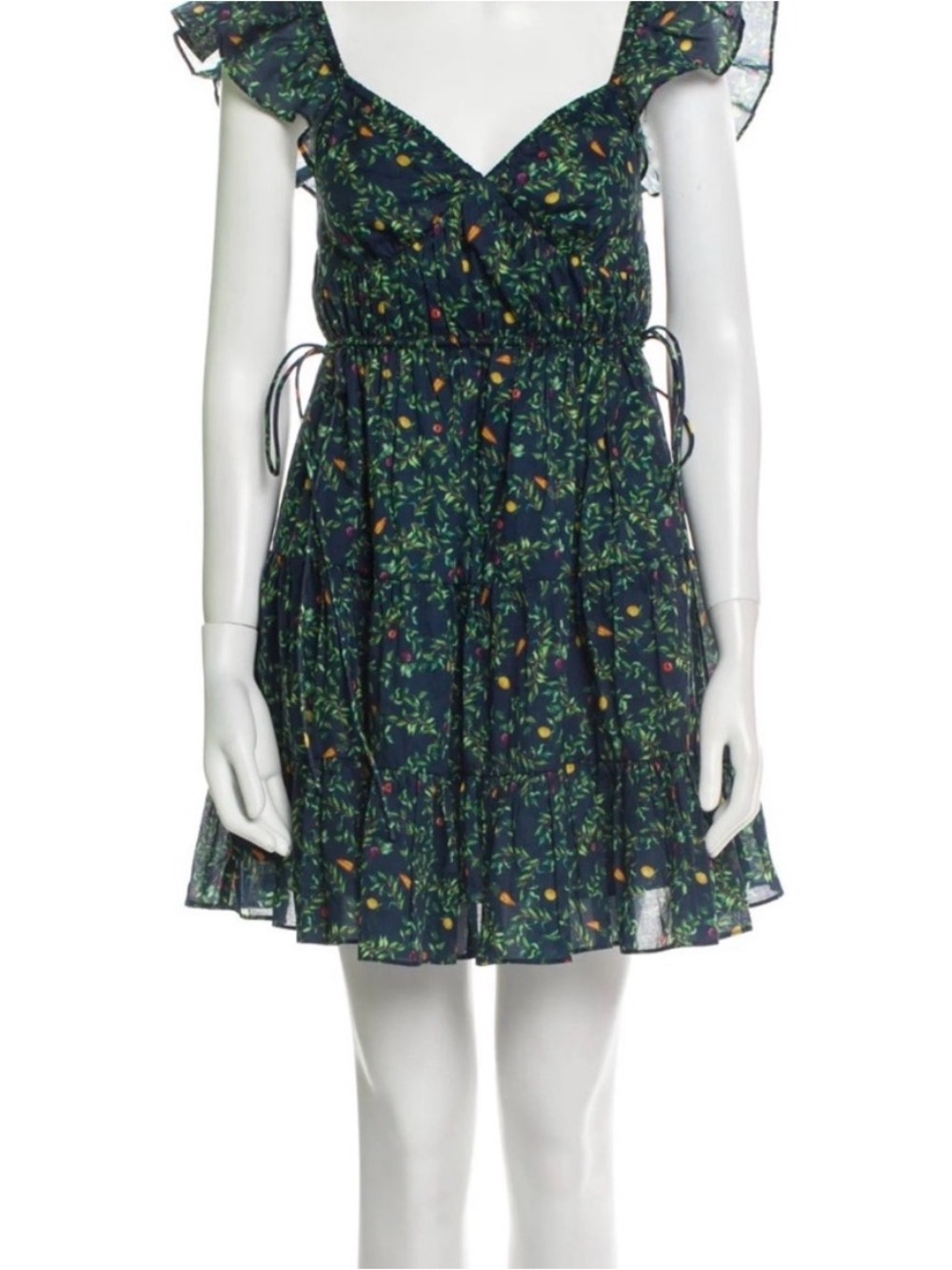 Hill House Lucia Mini Dress Midnight Garden Green Vegetable Print Small